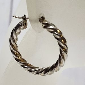 Sterling Silver Twisted Style Hoop Earrings Italy